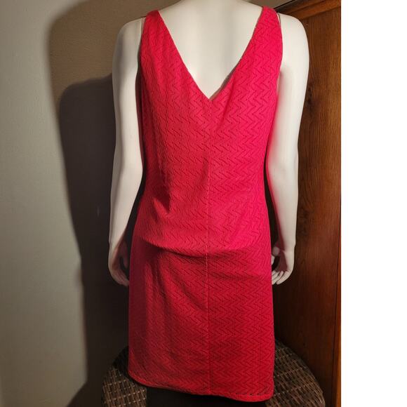 NWT American Living Fuchsia Pink Eyelet Lace Dress Womens 12 Sleeveless Modest - Picture 3 of 10